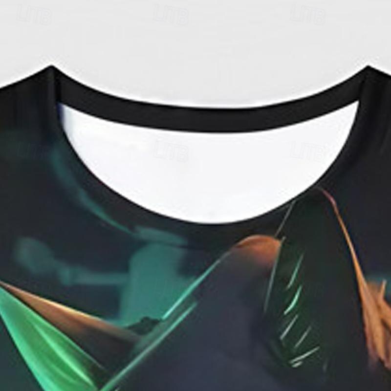 Gutt 3D Katt T-skjorte Skjorte Kortermet 3D-utskrift Sommer Aktiv Sport Mote Polyester Barn 3-12 år Crew-hals utendørs Avslappet Daglig Normal 2025 - $11.99 –P4