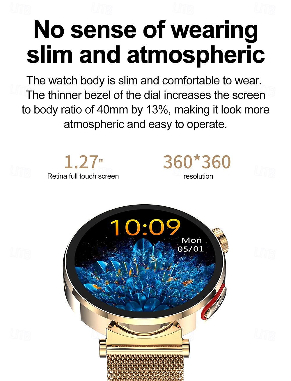 2025年 iMosi ECG PPG女性用スマートウォッチ 1.27インチフルタッチスクリーンBluetooth通話温度モニターペドメーターAndroid iOS対応ハンズフリー通話防水IP68  コレクション – $78.99 –P4