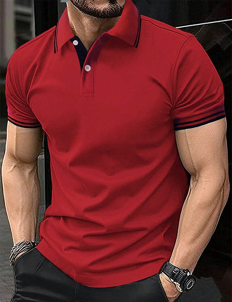 Herren Poloshirt Polos mit Knöpfen Geschäft Casual Kargen Kurzarm Modisch Basic Glatt Taste Sommer Regular Fit Weiß Gelb Rot Marinenblau Königliches Blau Blau Poloshirt 2025 - $17.99 –P6