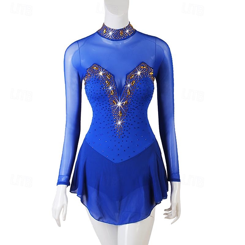 Dance Salsa Latin Dance Dress Rhinestone Women's Performance Training Long Sleeve High Spandex Tulle 2026 - $180.99 –P12