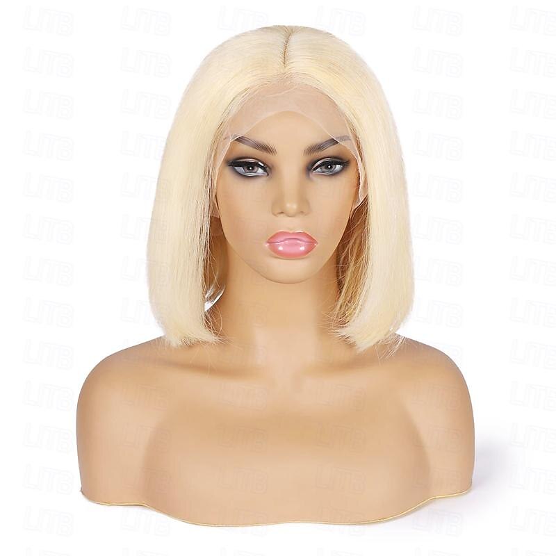 613# honung blond färg rak kort bob peruk 13x4x1 spets främre människohår peruker för svarta kvinnor 2025 - $144.99 –P4