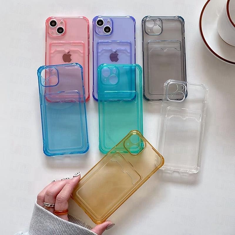 telefoon hoesje Voor iPhone 15 Pro Max Plus iPhone 14 13 12 11 Pro Max Mini SE X XR XS Max 8 7 Plus Achterkant Kristalhelder Slanke behuizing Transparant Ultra dun Kaartsleuf Kleurgradatie TPU 2025 - $10.99 –P6