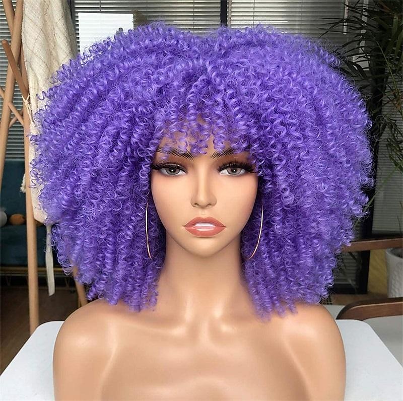 perruque bouclée avec frange pour femmes noires perruque courte crépue bouclée 14 pouces cheveux afro carnaval fête noël cosplay perruques de 2025 ? $21.99 –P11