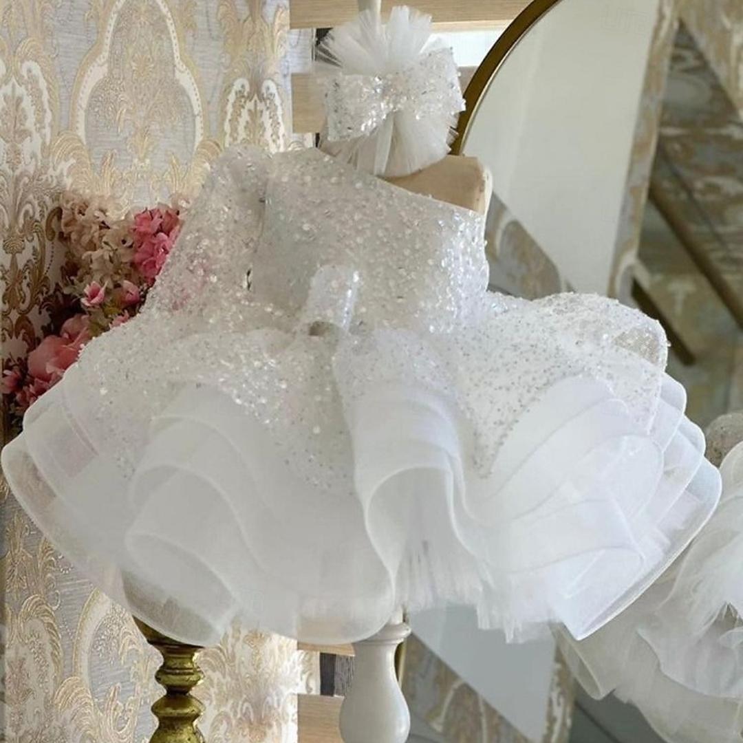 Enfants Fille Robe de fête Couleur unie Manches 3/4 Utilisation Mariage Maille Princesse Doux Maille Mi-mollet Robe Fourreau Robe en Tulle Robe de demoiselle d'honneur Eté Printemps Automne 2-12 ans de 2025 ? $72.99 –P3