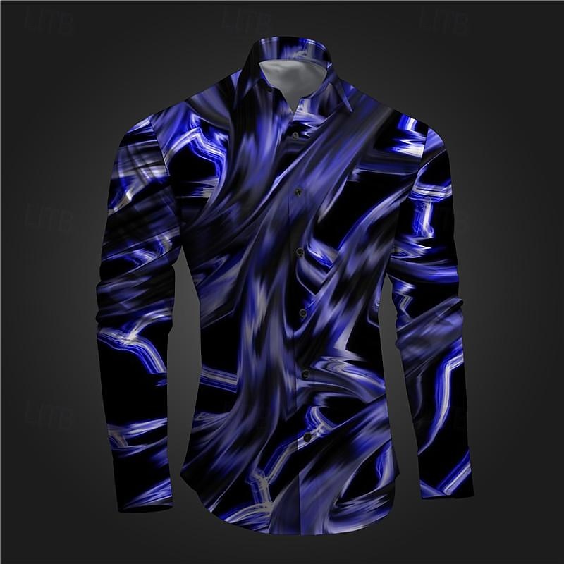 Per uomo Geometrica Graffiti Camicia con bottoni Camicie stampate Manica lunga Sottoculturale Da mare Feste Strada Primavera estate Collo ripiegabile Stampa Bottone giù Rosa Rosso Blu Azzurro cielo del 2025 a $26.99 –P1