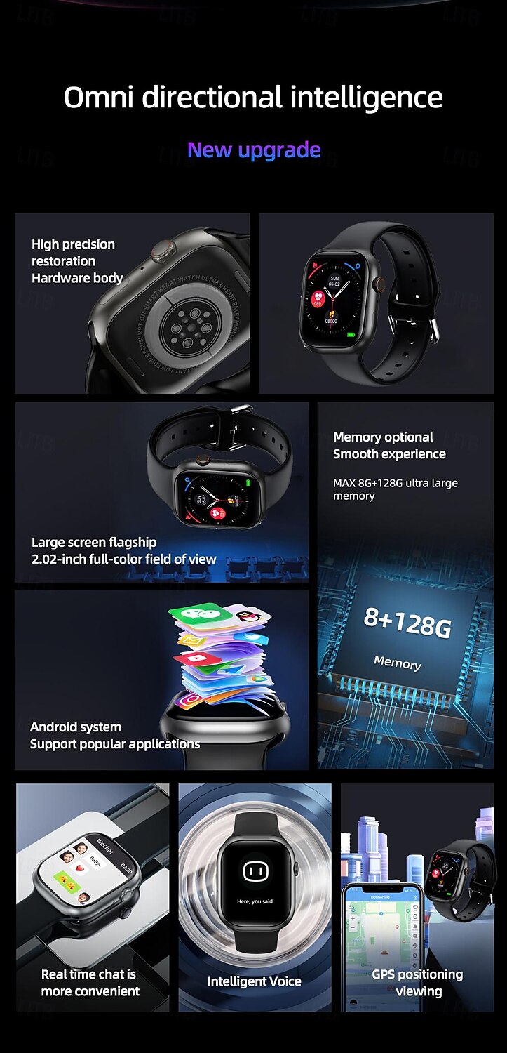 696 X9 Умные часы 2.02 дюймовый Умный браслет Bluetooth Педометр Напоминание о звонке Пульсомер Совместим с Android iOS Женский Мужчины Хендс-фри звонки Напоминание о сообщении Пользовательский набор 2025 - $93.99 –P2
