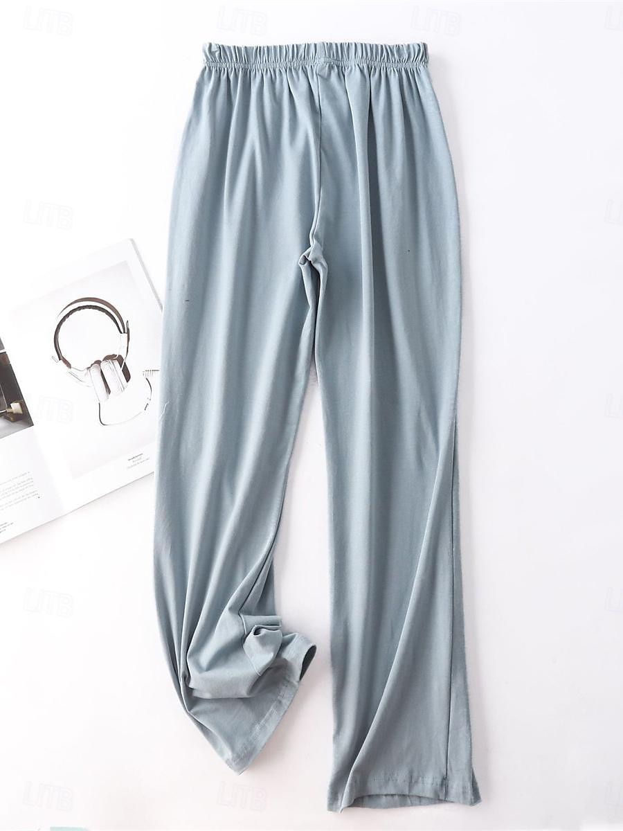 kvinnors pyjamasset brev mode komfort hem daglig säng bomull andas rund hals långärmad t-shirt t-shirt byxa bröstkuddar sommar vår hem outfits 2025 - $25.99 –P8