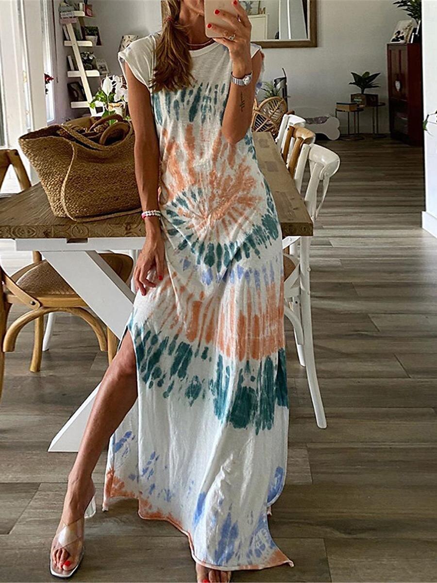 Női Hosszú ruha Maxi ruha hétköznapi ruha Boho elegáns ruhák Boho ruha Csehország Utcai sikk Vakáció Utca Szabadság Normál Batikolt Ujjatlan Terített nyak Fehér Nyár 2025 - $25.99 –P3