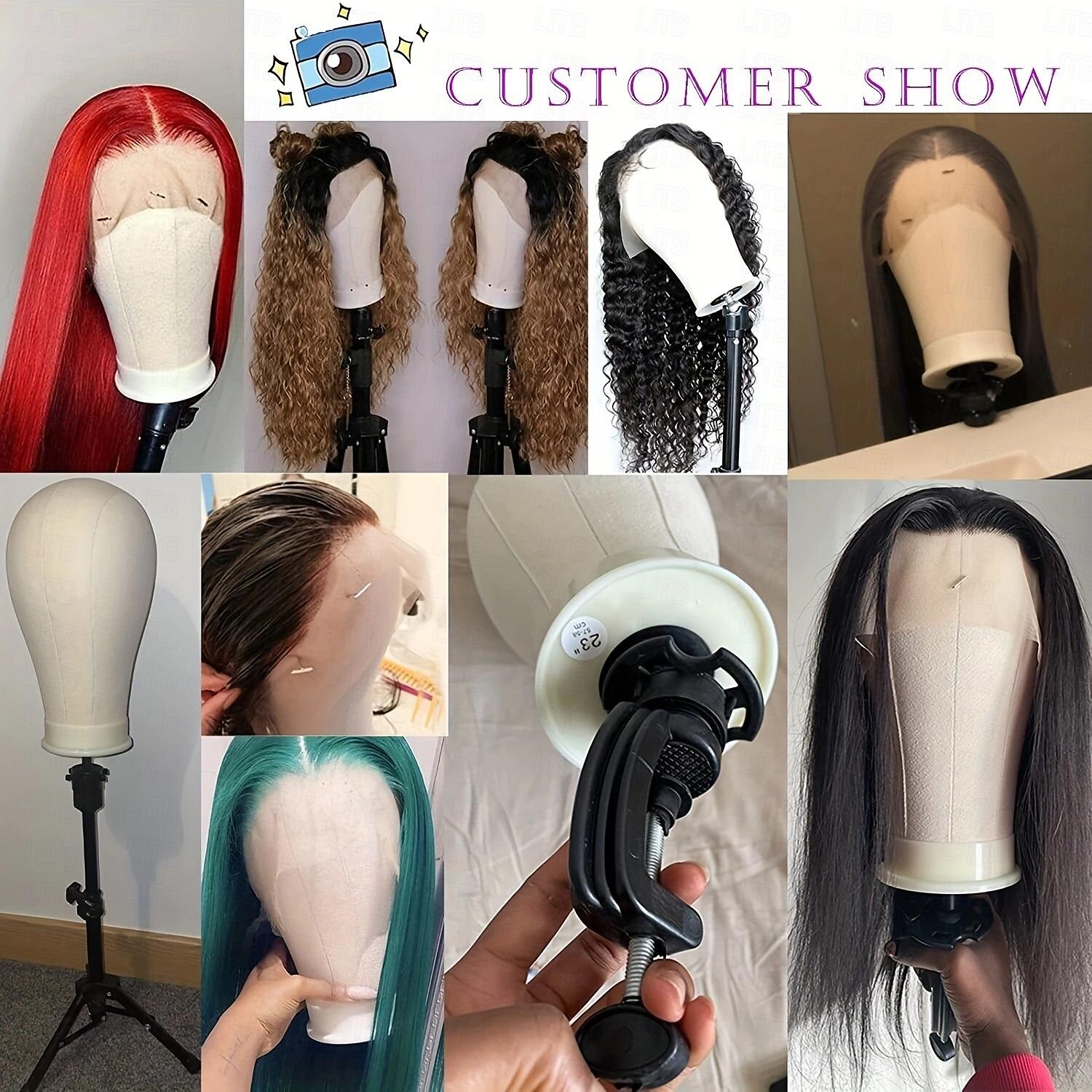 22 Inch Wig HeadWig Stand Tripod with HeadCanvas Wig HeadMannequin Head for WigsManikin Canvas Head Block Set for Wigs Making Display with Wig caps T/C Pins Set 2025 - $47.99 –P6