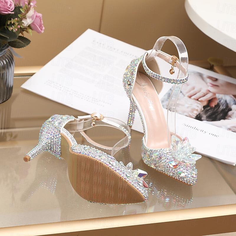 sandali con tacco alto in strass viola da donna – eleganti scarpe da sposa con cinturino alla caviglia in cristallo del 2026 a $79.99 –P3