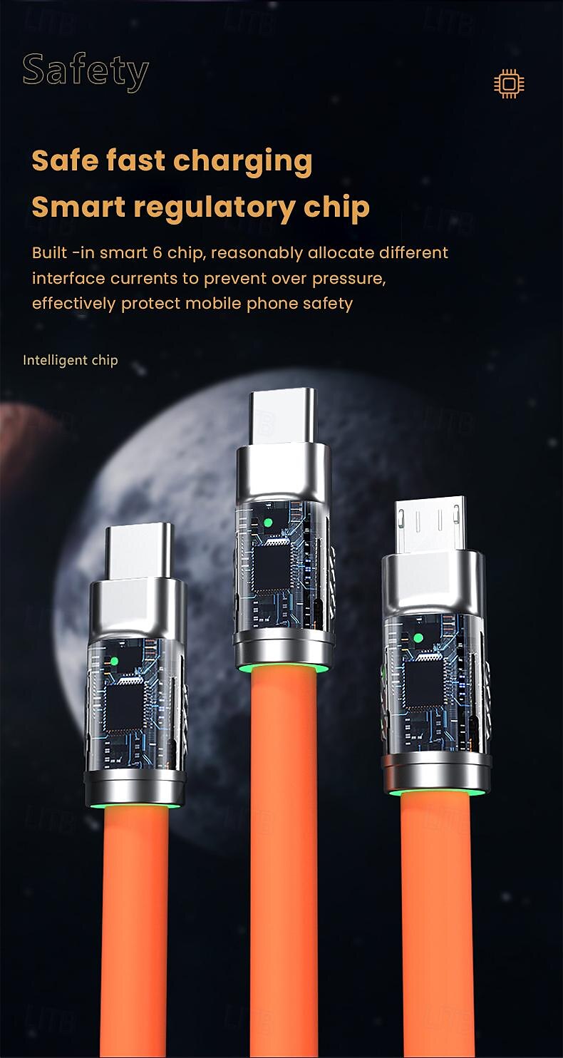 Multi-Ladekabel USB A auf Lightning / Mikro / USB C 2.1 A Ladekabel 3 in 1 Flüssiges Kieselgel Für Samsung Xiaomi Huawei Handy-Zubehör 2025 - $11.99 –P3