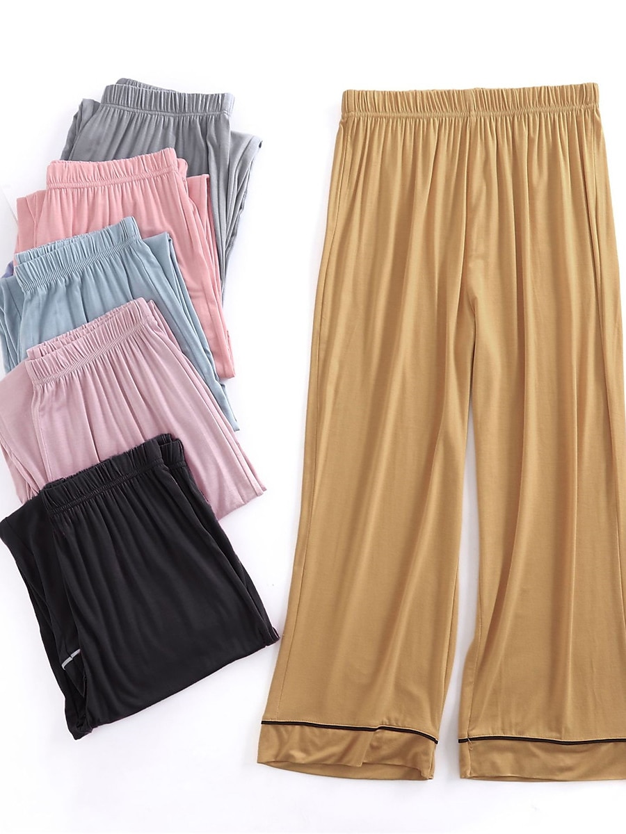 Women's Pajamas Sets Pure Color Fashion Simple Comfort Home Daily Bed Modal Breathable V Wire Short Sleeve T shirt Tee Pant Chest pads Summer Home Outfits 2025 - $29.99 –P13