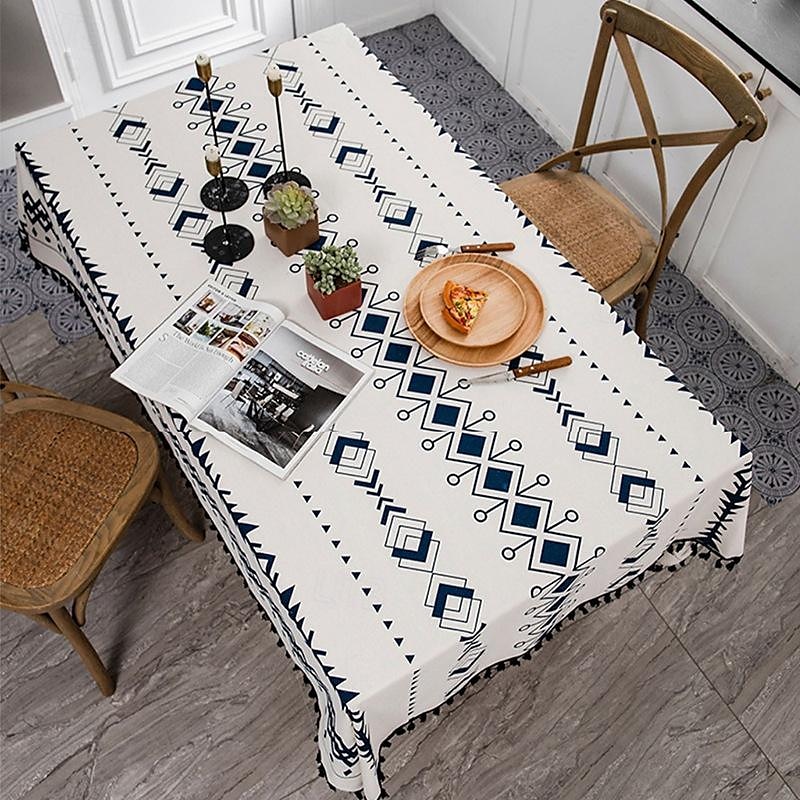 Bohemian geometric pattern tablecloth cotton and linen waterproof wash free tablecloth spring outing camping picnic mat cover cloth 2025 - $14.99 –P6