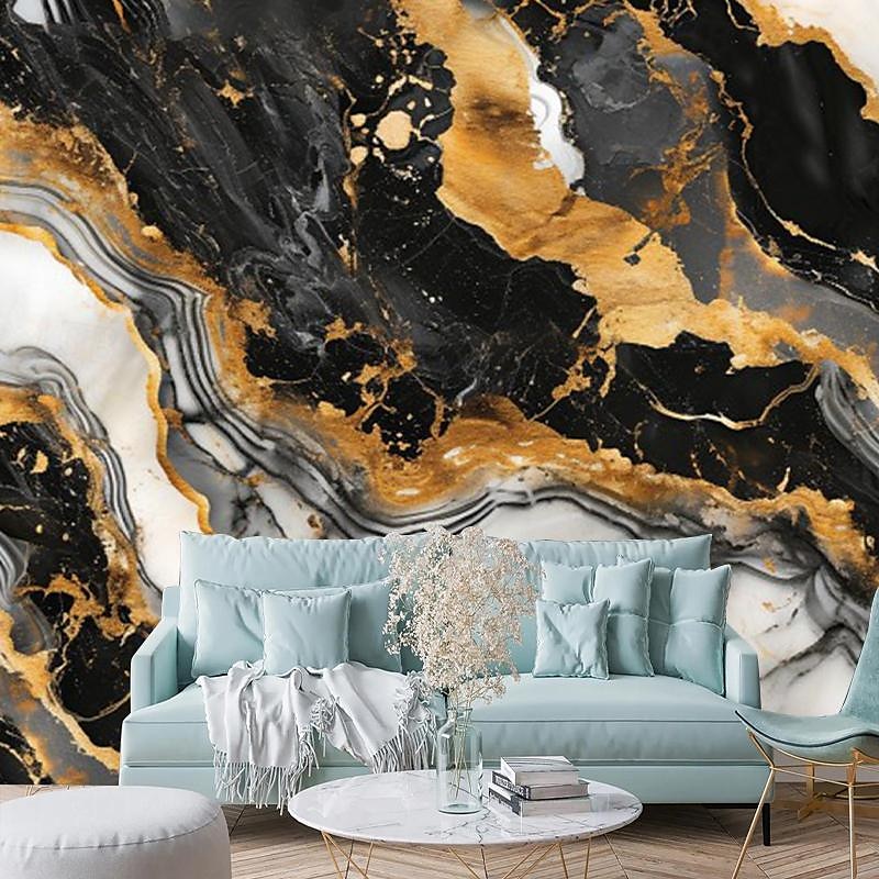 Papéis de parede legais vblack gold mármore papel de parede mural de parede adesivo de cobertura de parede removível pvc / material de vinil autoadesivo / adesivo decoração de parede necessária para de 2025 por $15.99 –P6