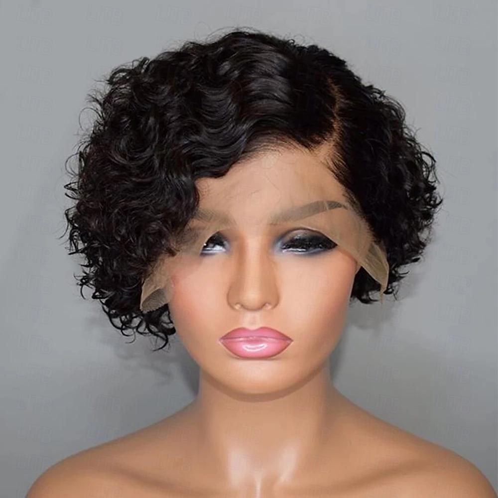 perruque bouclée coupe lutin perruques cheveux humains 13x4x1 t partie perruque bob pour femme partie latérale coupe lutin perruque avant en dentelle avec cheveux de bébé perruque courte coupe bob 6 de 2025 ? $89.99 –P3