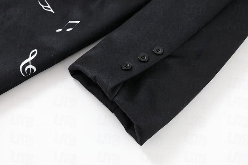 Men's Musical Notes Winter Coat Overcoat Coat Warm Breathable Comfortable Fashion Streetwear Business Work Wear to work Going out Pocket Print Fall & Winter Turndown Long Sleeve Black White Sky Blue 2025 - $67.99 –P6