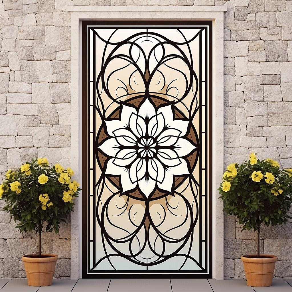 витражи цветочные дверные покрытия фреска декор дверной гобелен дверной занавес украшение фон дверной баннер съемный для входной двери в помещении и на открытом воздухе украшение для дома и комнаты 2026 - $23.99 –P16