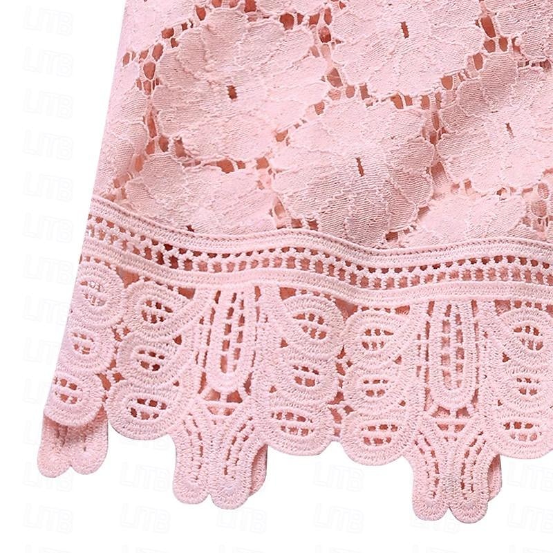 Női Ing Boho ing Csipke ing Blúz Virágos Divat Kerek Utca Napi Fűzős Csipke Fehér Arcpír rózsaszín Medence Bíbor Lóhere Nyár 2025 - $25.99 –P9