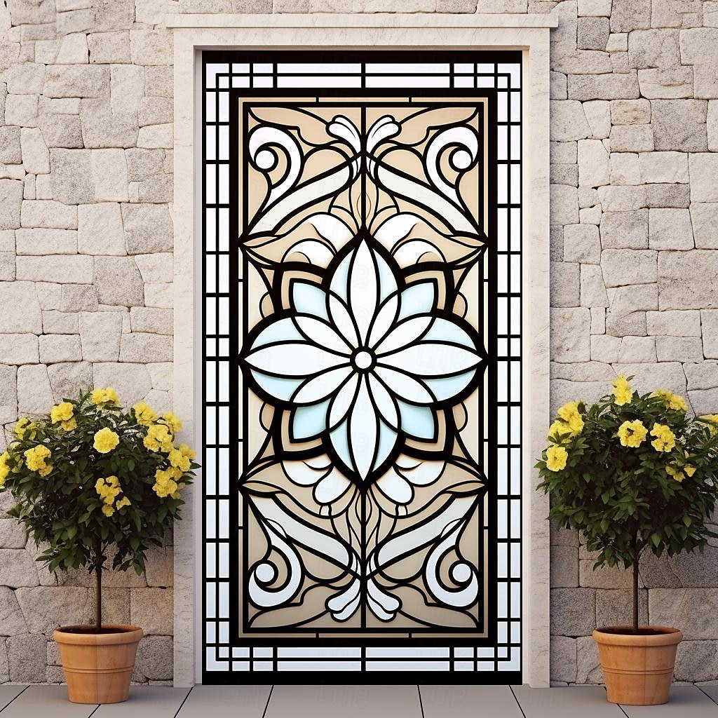 витражи цветочные дверные покрытия фреска декор дверной гобелен дверной занавес украшение фон дверной баннер съемный для входной двери в помещении и на открытом воздухе украшение для дома и комнаты 2026 - $23.99 –P12