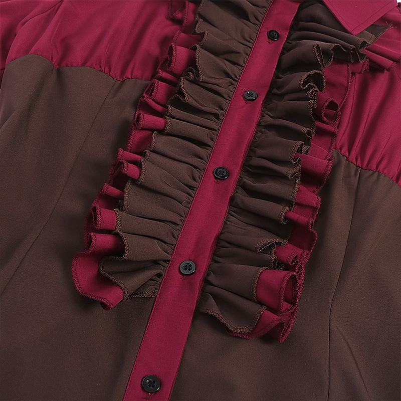 Lolita gotică Punk și gotic Steampunk Rochii Episcop Cu Volane Bloc Culoare Răsfrânt Costume de fancy Pentru femei Fantezie Steampunk Performanță Mascaradă Adulți Rochie 2026 - $48.99 –P6