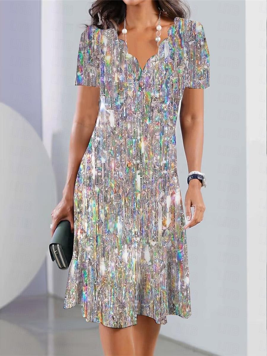 Women's Mini Dress Petite Dress Sundress A Line Dress Summer Dress Fashion Streetwear Modern Outdoor Vacation Daily Loose Fit Floral Short Sleeve Sweetheart Silver Blue Dark Green Fuchsia 2025 - $32.99 –P5
