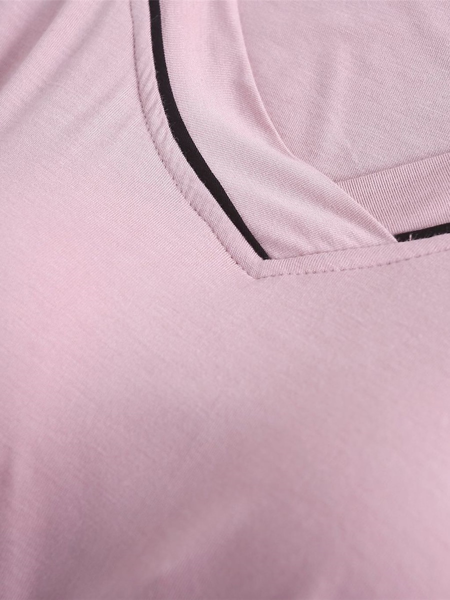Women's Pajamas Sets Pure Color Fashion Simple Comfort Home Daily Bed Modal Breathable V Wire Short Sleeve T shirt Tee Pant Chest pads Summer Home Outfits 2025 - $29.99 –P19
