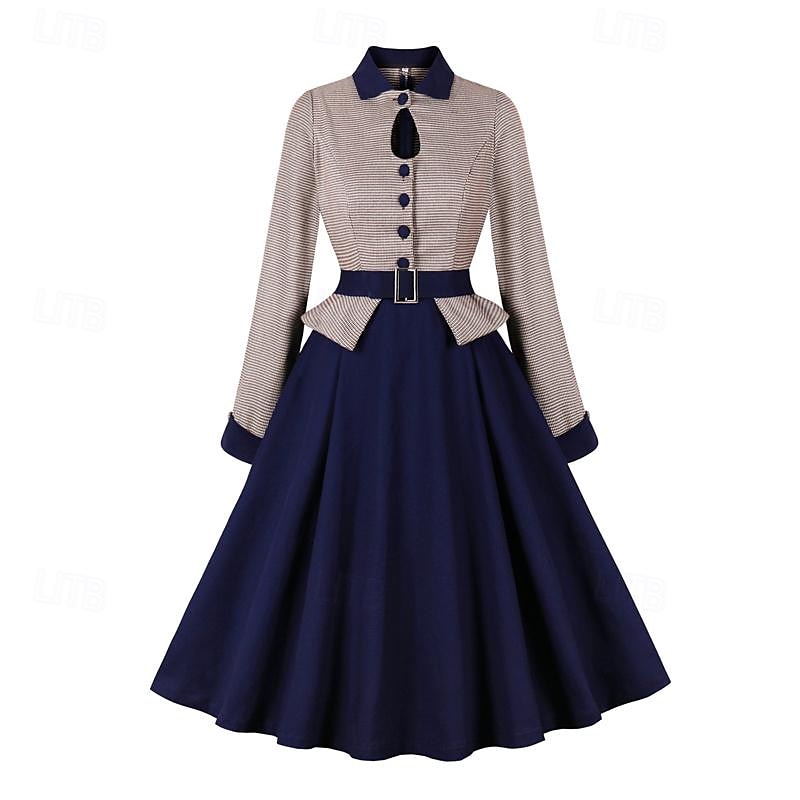 Retro Vintage 1950s Vintage Dress Cocktail Dress Swing Dress Flare Dress  Plaid Checkered Fancy Dress Women's Masquerade Party / Evening Bachelorette  Party Adults' Dress Homecoming Dresses 2026