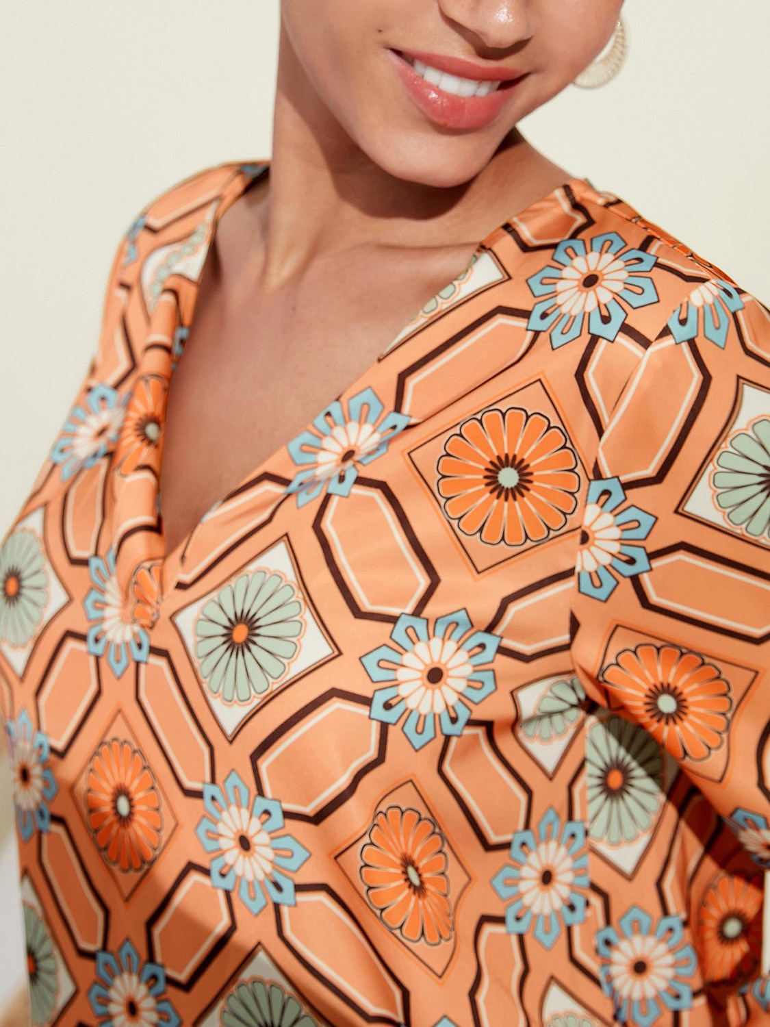 camicia girocollo floreale a quadri marocchini del 2025 a $103.99 –P6