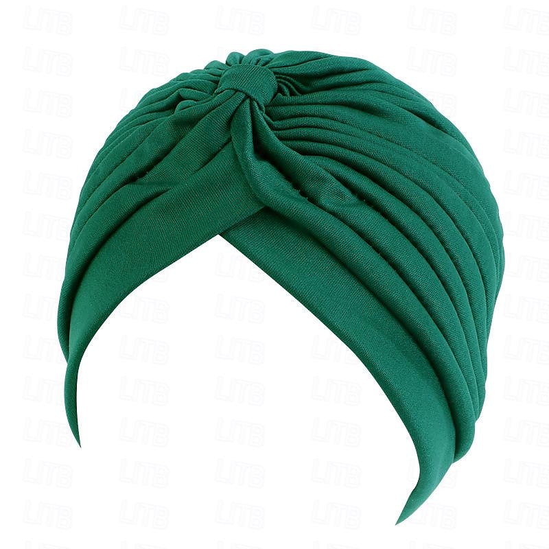 Sombreros turbantes suaves con nudo preanudado moda plisada gorro de quimioterapia diadema para dormir de color sólido naranja para mujeres Día de Reyes casual diario 2025 - $13.99 –P22