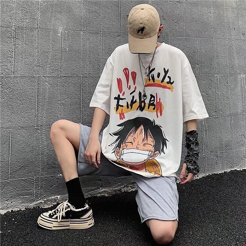 One Piece Monkey D. Luffy T-skjorte Tegneserie Manga Animé Graphic Til Par Herre Dame Voksne Karneval Maskerade Varmstempling Fritid / hverdag 2025 - $13.99 –P5