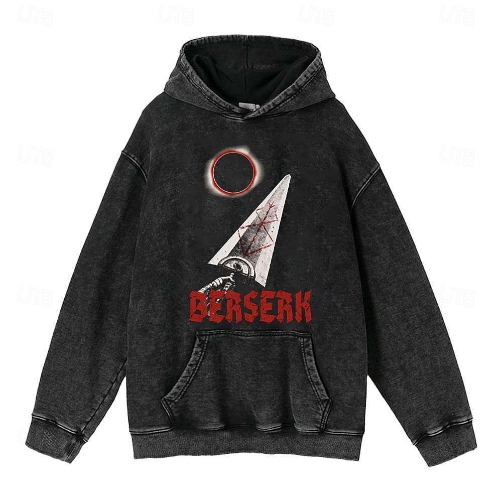 Berserk Kapucnis felsőrész Túlméretes savval mosott izompóló Nyomtatott Elülső zseb Grafikus Kompatibilitás Páros Férfi Női Felnőttek Farsang Álarcos mulatság Forró bélyegzés Alkalmi / Napi 2025 - $54.99 –P2