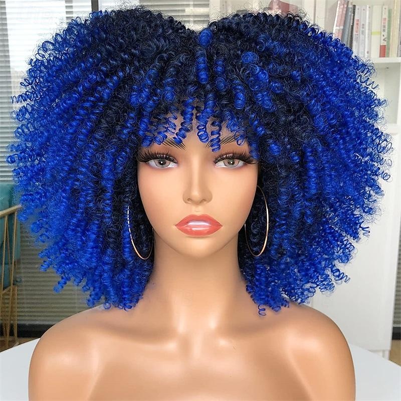 perruque bouclée avec frange pour femmes noires perruque courte crépue bouclée 14 pouces cheveux afro carnaval fête noël cosplay perruques de 2025 ? $21.99 –P8