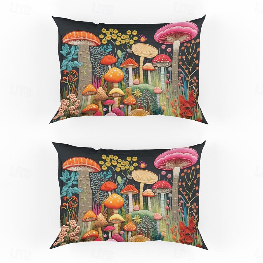 Juego de 2 fundas de almohada tamaño queen con diseño de setas, funda de edredón estampada, funda de almohada suave y transpirable, funda de almohada decorativa (20 x 30 pulgadas) 2025 - $22.99 –P8