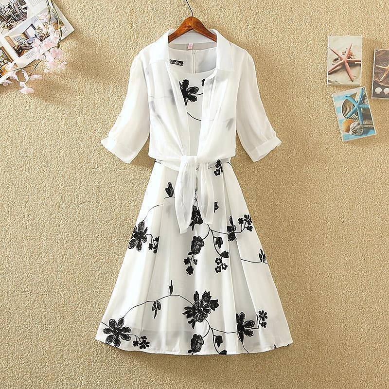 Retro / vintage Femtiotal Klänningar Blus / Skjorta Kläder Blommig Rund hals Dam Ledigt / vardag Möhippa Vuxna Skjorta Klänning Hemkomstklänningar Sommar 2025 - $41.99 –P2