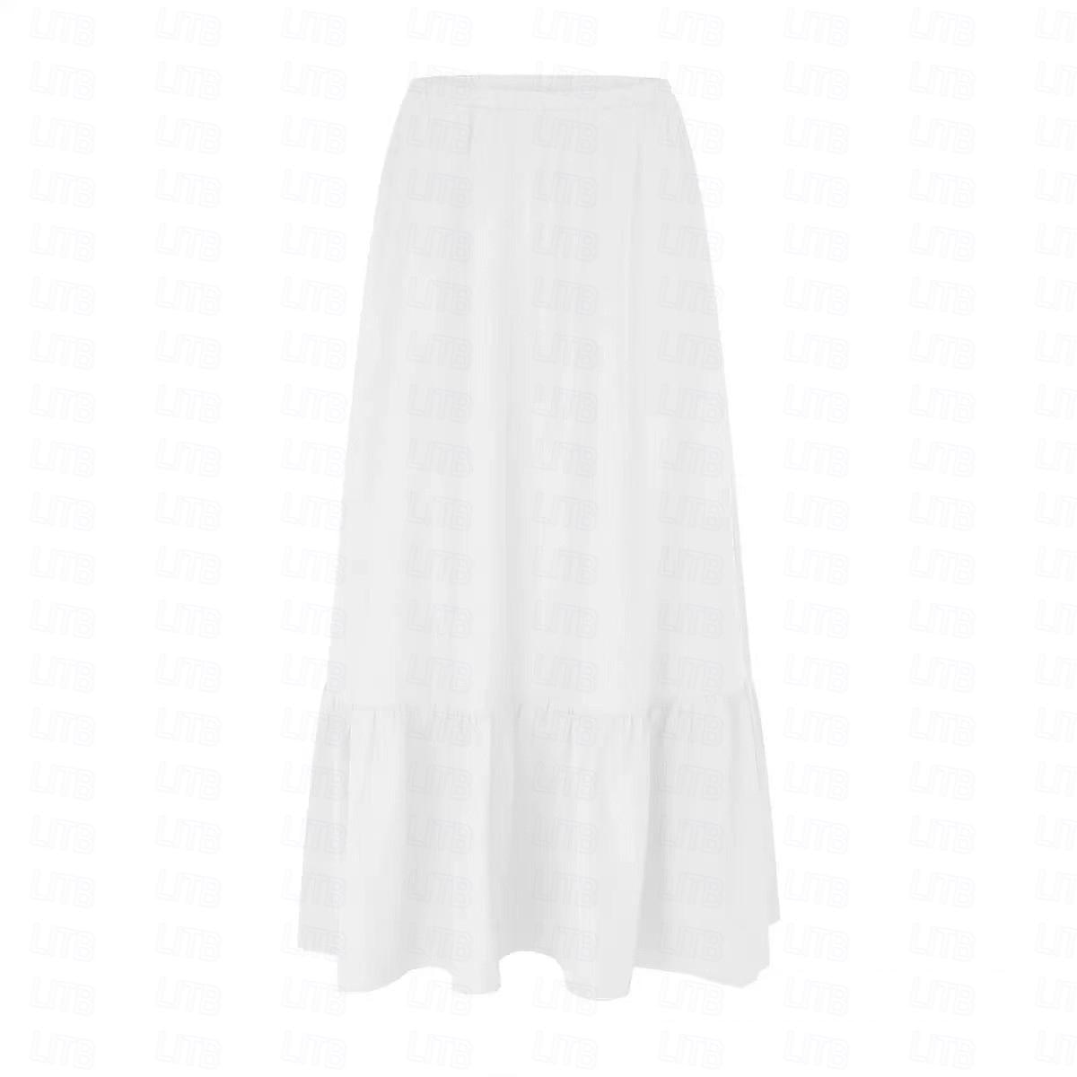 Damen Basic Lässig Maxi Hohe Taille Röcke Einfarbig Tasche Alltagstauglich Wochenende Schwarz Weiß Sommer Baumwolle und Leinen 2026 - AU $34.81 –P12