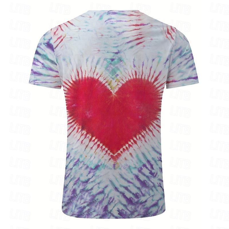 San Valentino Per uomo Cuore Grafico Tinta a nodi Maglietta Manica Corta maglietta Stampa 3D Girocollo Camicia Quotidiano Designer Casual San Valentino Ferie Uscire Rosa Rosso Viola Primavera & Estate del 2025 a $17.99 –P2