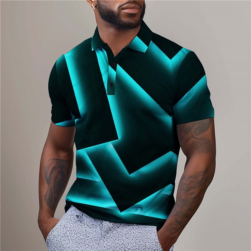 Homme Géométrique Chemise de golf Manche Courte Polos Chemises à Col Occasionnel Vêtements de vacances Tenue formelle Vêtements de festival Impression 3D Boutons Été Jaune de 2026 ? $23.99 –P13