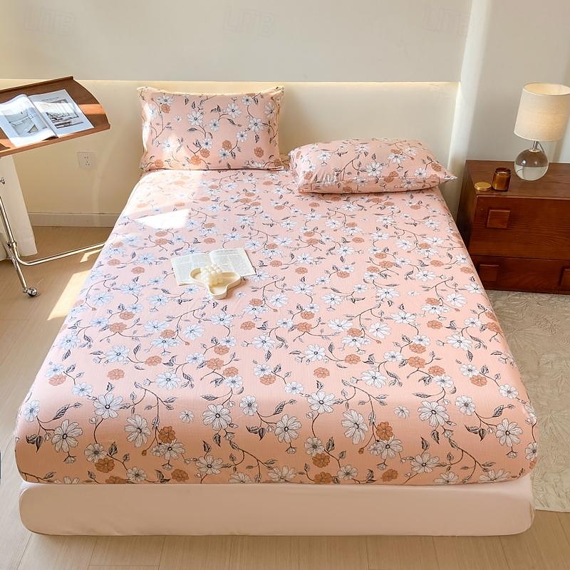 Lençol de cama 100% algodão de 1 unidade com capa de cama de flores pequenas fragmentadas capa de colchão elástica para cama de casal de luxo individual ou dupla disponível em vários tamanhos de 2025 por $22.99 –P5