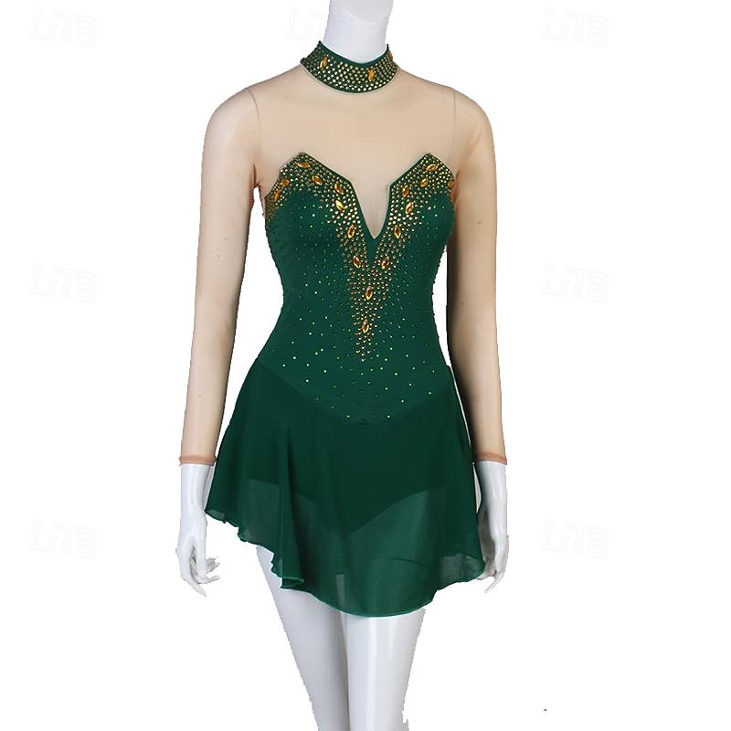 Dance Salsa Latin Dance Dress Rhinestone Women's Performance Training Long Sleeve High Spandex Tulle 2026 - $180.99 –P18