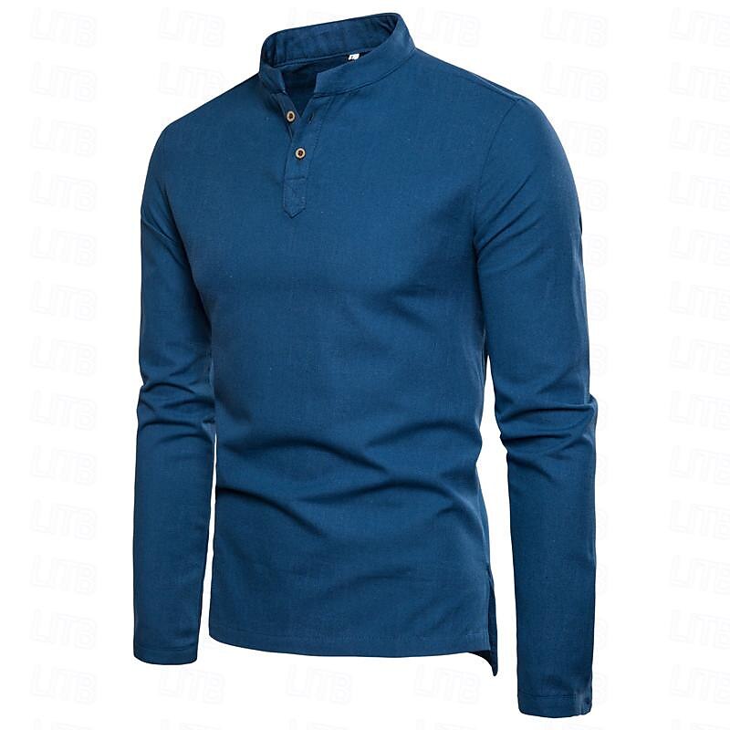 Per uomo Camicia camicia di lino Camicia in lino e cotone Camicia in cotone bianco Camicia con colletto cinese Camicia con colletto alla coreana Liscio Da mare Hawaiano Nero Bianco Blu Arancione del 2025 a $8.39 –P4
