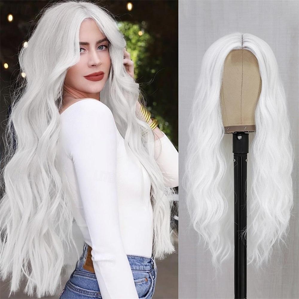 Peruca de Carnaval 2026 Loiro Preta Branco Encaracolado Ondulado Longo Peruca sintética para festivais Mardi Gras Parada Cabelo para fantasia de cosplay para Feminino de 2026 por $21.99 –P1