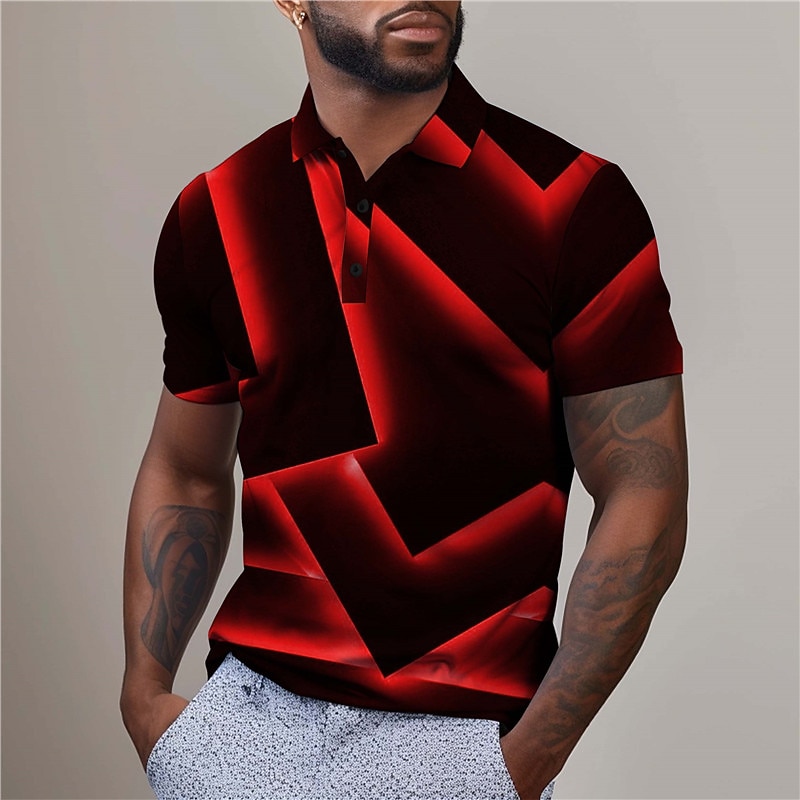 Homme Géométrique Chemise de golf Manche Courte Polos Chemises à Col Occasionnel Vêtements de vacances Tenue formelle Vêtements de festival Impression 3D Boutons Été Jaune de 2026 ? $23.99 –P12