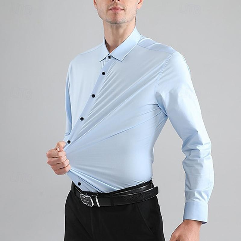 Voor heren Overhemd Overhemd met knopen Zwart Wit Wijn Lange mouw Effen Revers Lente & Herfst Bruiloft Feest Kleding 2025 - $24.99 –P1