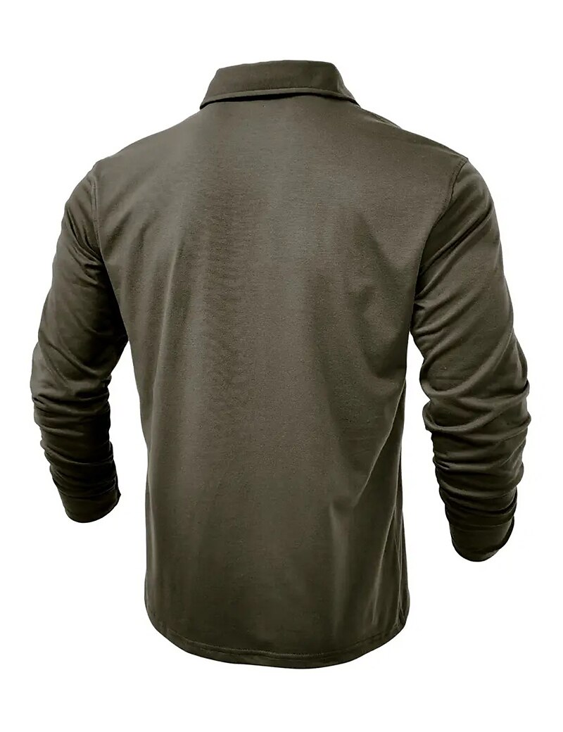 Herren Poloshirt Polos mit Knöpfen Casual Sport Kargen Langarm Modisch Basic Glatt Taste Tasche Frühling & Herbst Regular Fit Schwarz Weiß Armeegrün Rote Marineblau Dunkelgrün Poloshirt 2025 - $22.99 –P9