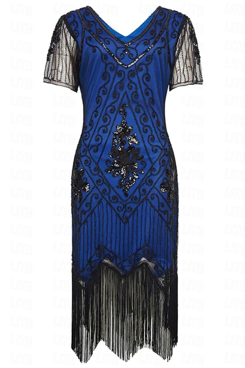 De livlige 20-årene 1920-tallet Cocktail Kjole Flapper kjole Kjoler Maskerade Normal Den store Gatsby Charleston Bryllupsgjest Paljetter Dame Halloween Karneval Maskerade Karneval Bryllup 2025 - $43.99 –P5