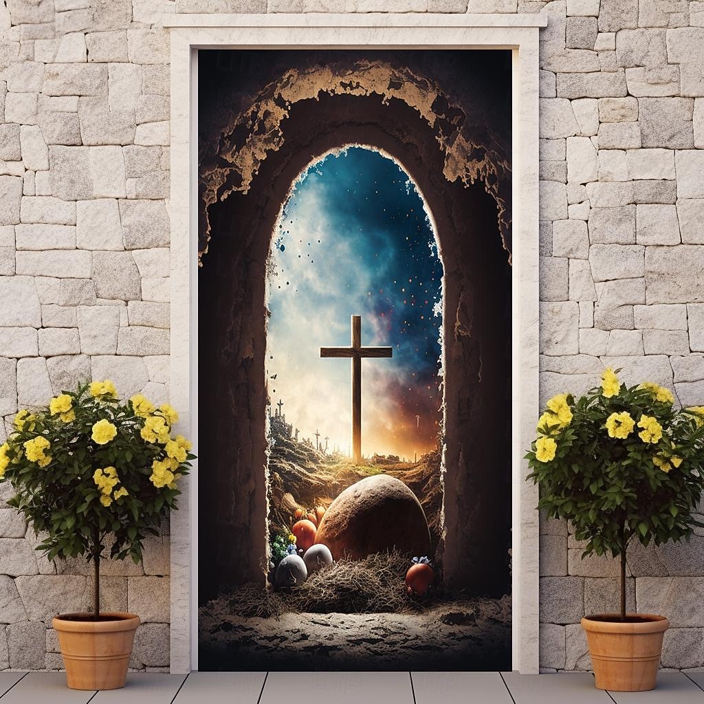 Kruis Deurcovers Muur Decor Deurtapijt Deurlijn Decoratie Achtergrond Deurbanner Verwijderbaar voor Voordeur Binnen Buiten Thuis Kamer Decoratie Boerderij Decoratie Voorzieningen 2026 - $24.99 –P1