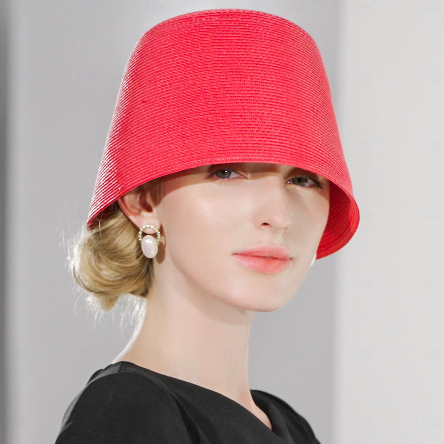 Hatter polyester Strå Bøttehatt Stråhatt Solhatt Bryllup Avslappet Elegant Bryllup Med Ren Farge Hodeplagg Hodeplagg 2025 - $15.99 –P8