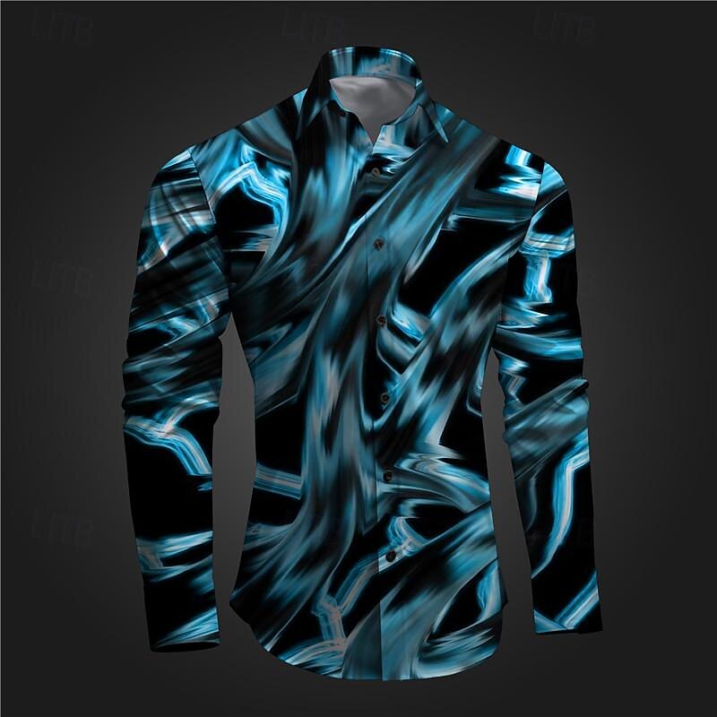 Per uomo Geometrica Graffiti Camicia con bottoni Camicie stampate Manica lunga Sottoculturale Da mare Feste Strada Primavera estate Collo ripiegabile Stampa Bottone giù Rosa Rosso Blu Azzurro cielo del 2025 a $26.99 –P8