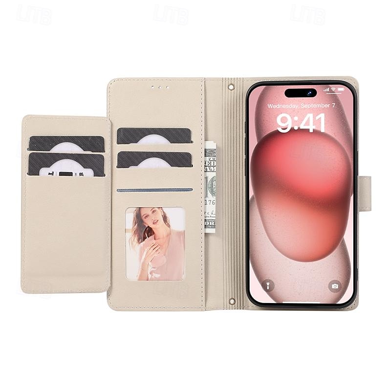 2025年 電話 ケース 用途 iPhone 16 iPhone 15 Pro Max iPhone 14 13 12 11 Pro Max Mini SE X XR XS Max 8 7 Plus ウォレットカードケース ミラー ジッパ- 全身保護 幾何学模様 TPU PUレザー コレクション – $18.99 –P14