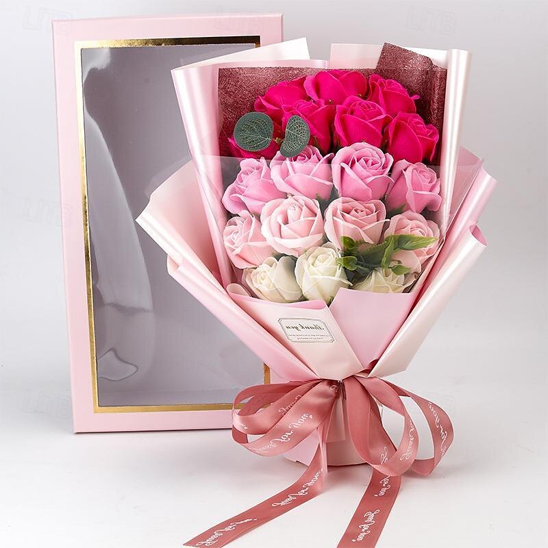 cadouri de ziua femeii 18 trandafiri buchet de sapun cutie cadou qixi cadou de ziua indragostitilor flori false ziua femeii cadouri de ziua mamei pentru fete cadouri de ziua mamei pentru mama 2025 - $48.99 –P7